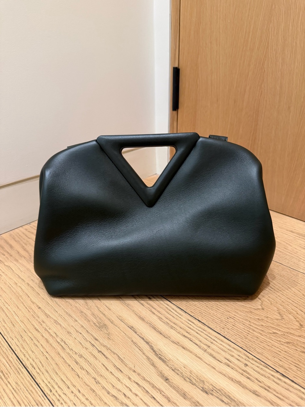 Dark green Bottega Women's Triangle-Handle Clutch Bag